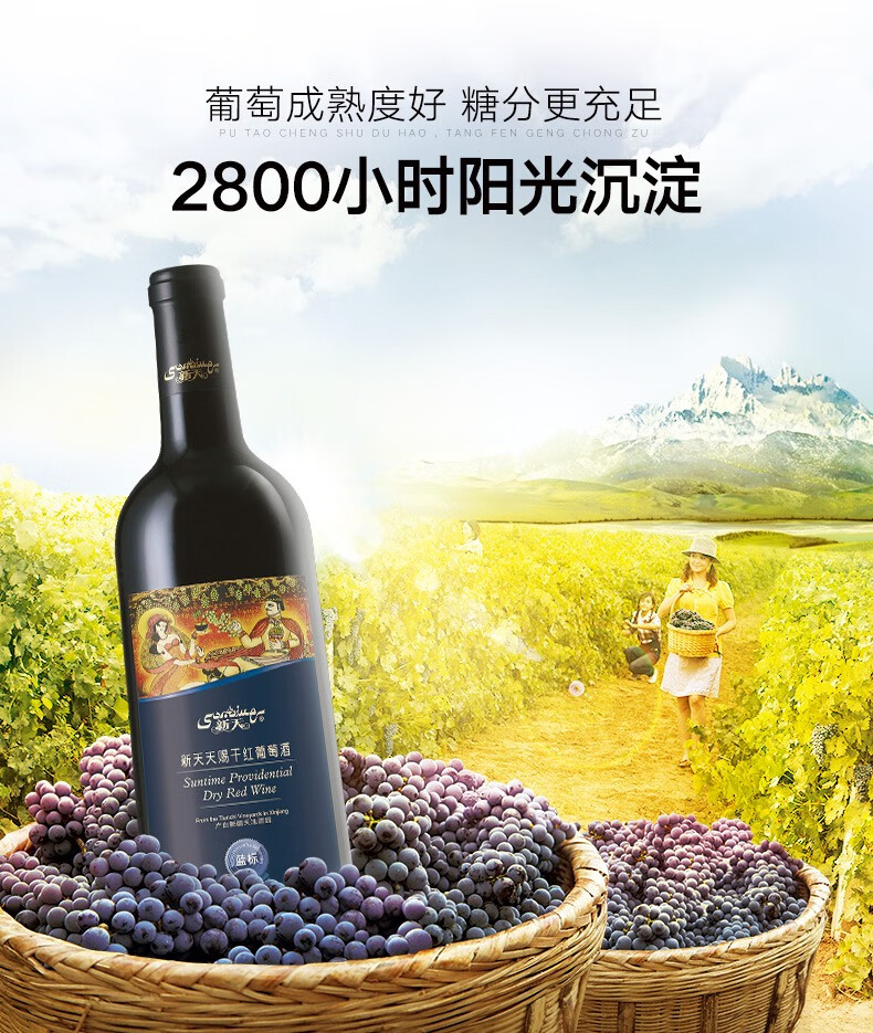 新天天赐蓝标红酒干红葡萄酒750ml6整箱装整箱装