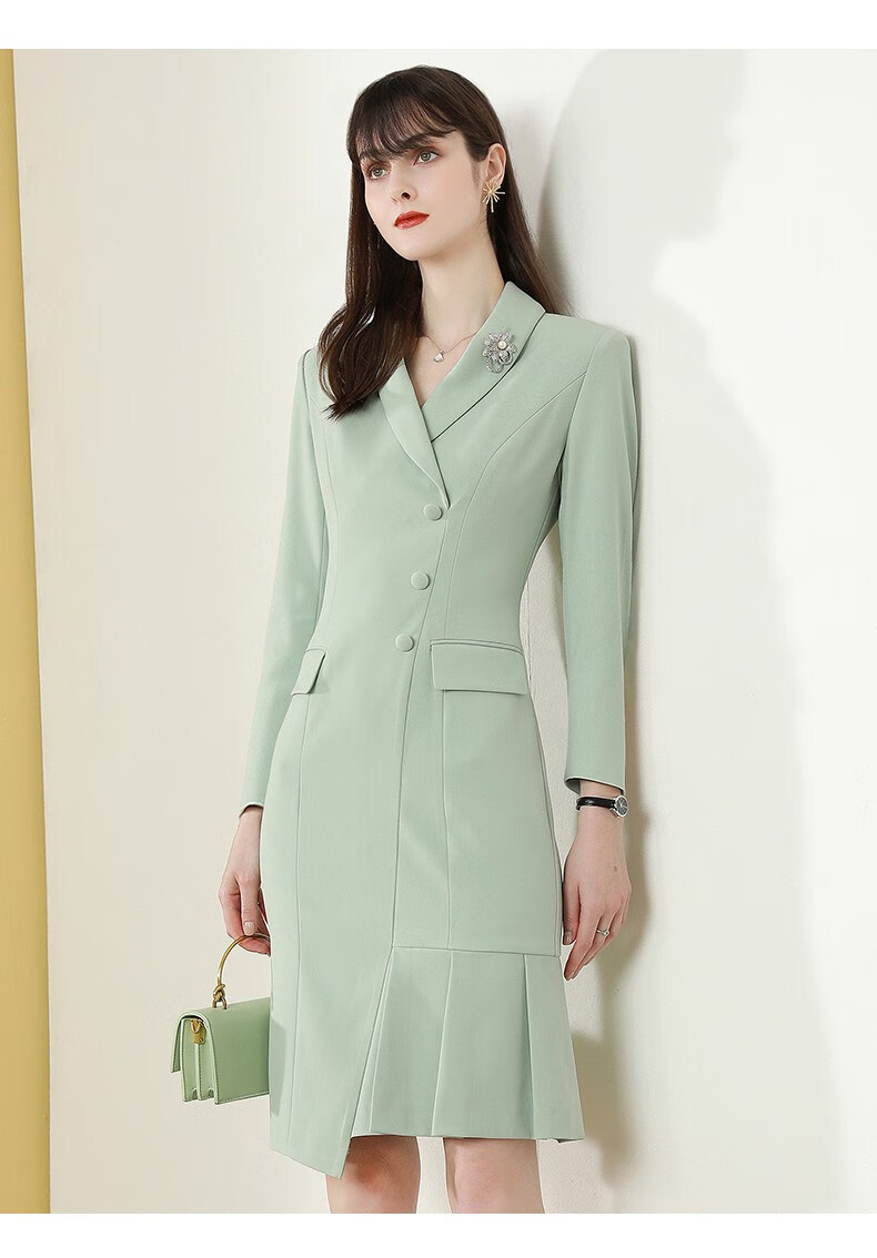 瑟俐品牌职场女装高端白领通勤职业连衣裙ol气质时尚不规则设计西装