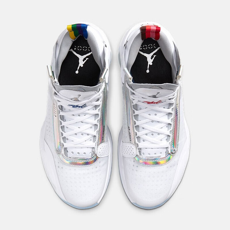 耐克nike air jordan34 mid中帮aj34乔34 男子新品实战篮球鞋 白镭射