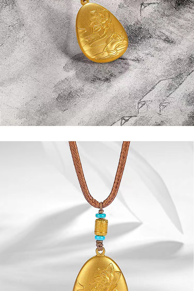 越王古法黄金拈花一笑挂坠古法黄金吊坠足金吊坠001670 金重:26.