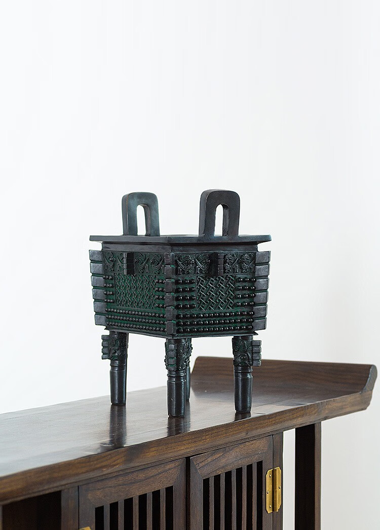 古铜官黄铜父戊方鼎仿古青铜器青铜鼎大号铜鼎摆件办公桌家居装饰品