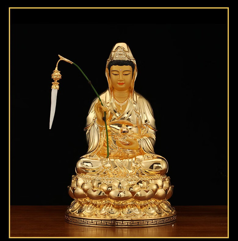 圆通佛具 眼光娘娘铜像台湾纯铜鎏金眼光圣母明目元君眼光菩萨佛像