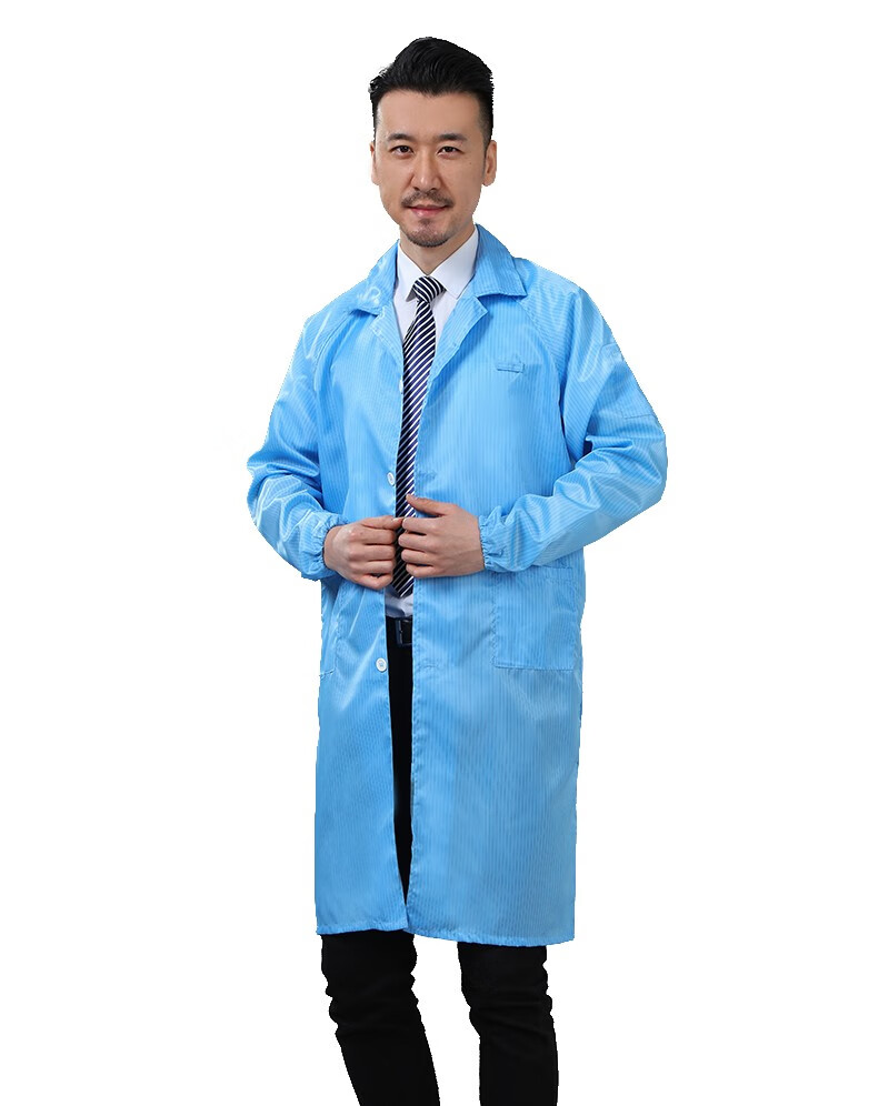 叙耳静电衣无尘服电子厂蓝色工作服大褂男女长款洁净车间防静电大褂