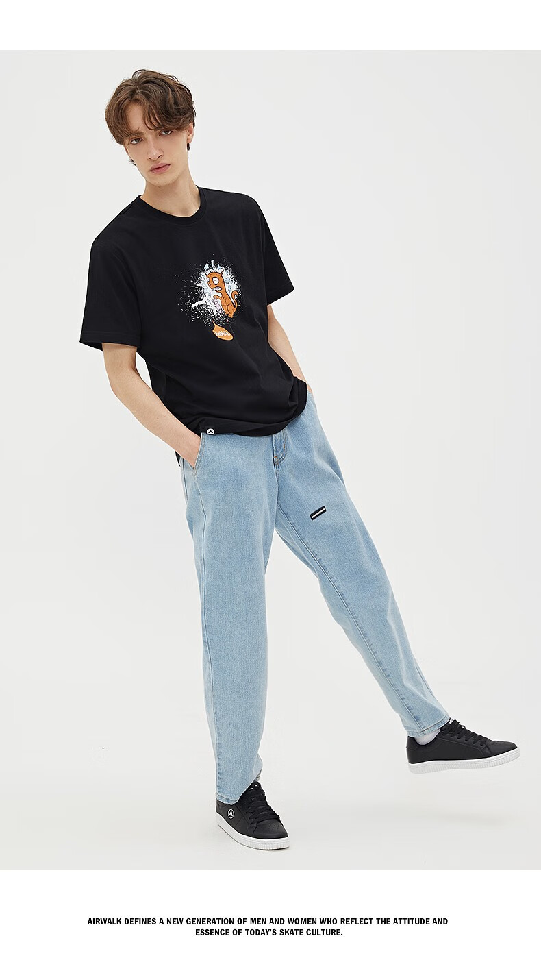 airwalk短袖t恤男 2020新款潮牌男装半袖宽松纯棉圆领打底衫男t恤短袖