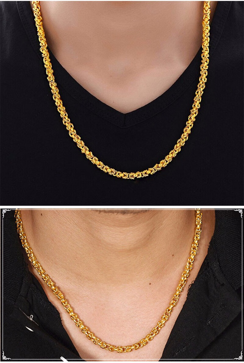 四方泰国龙头黄金项链男款999足金精品霸气四方龙头按克金项链男士