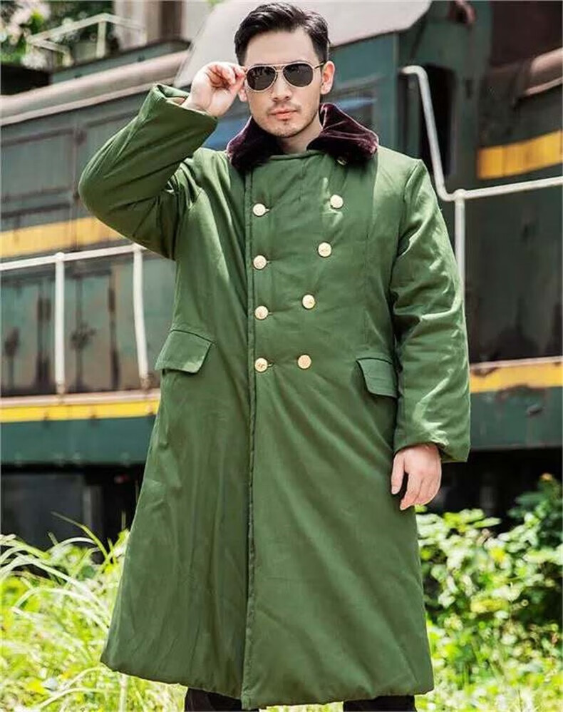 老军大衣 保安冬大衣棉大衣冬季加厚加长款防寒保暖劳保黄大衣 可拆卸