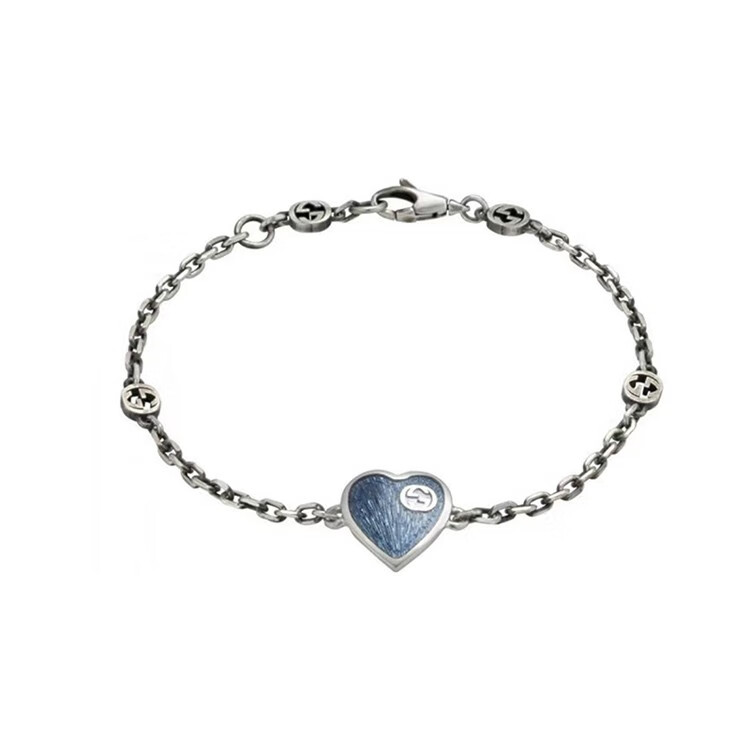 gucci 古驰 女士手链 互扣双g珐琅爱心手链 珐琅爱心 手链 17 2cm (可