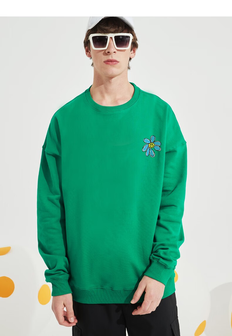 supretee潮牌ins雏菊小蜜蜂情侣卫衣男宽松嘻哈落肩长袖秋季圆领套头