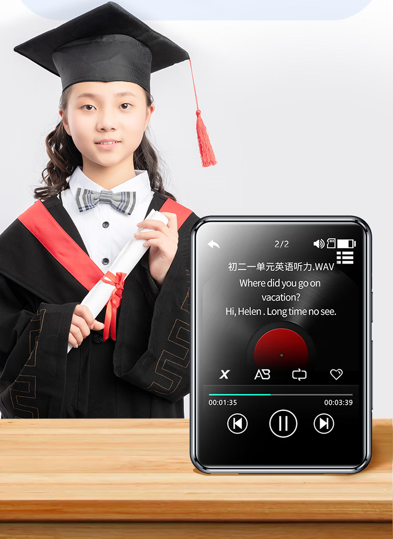 爱国者aigo28寸触摸屏mp3803蓝牙播放器学生mp4全面屏小巧便携式录音