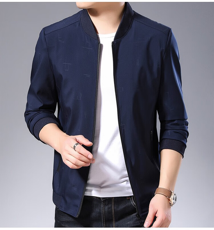 北极绒夹克男外套2020男士秋装条纹上衣中青年棒球服领男人休闲男装