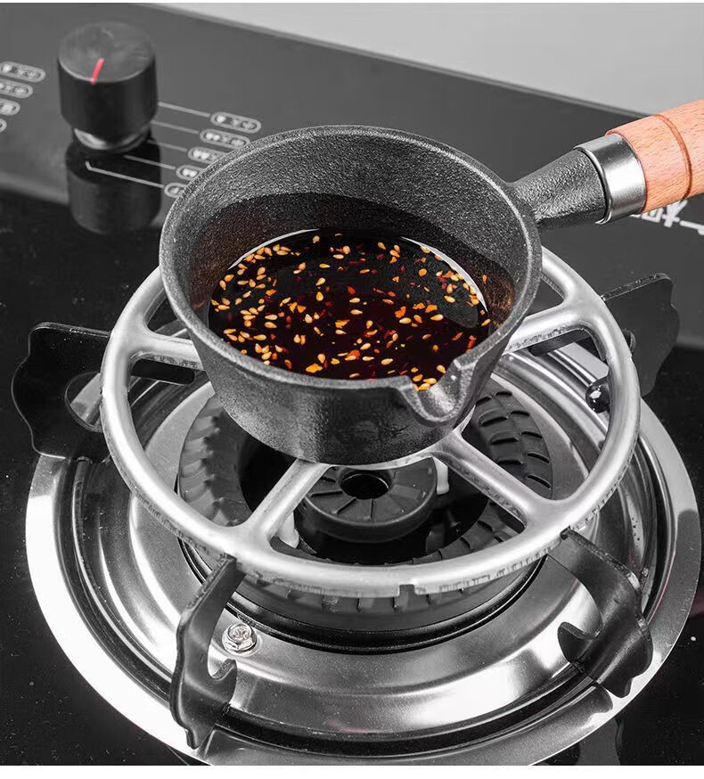 鼎府铸铁锅淋油小锅炝油锅油炸锅泼油小锅平底锅不粘锅迷你小油锅蛋饺