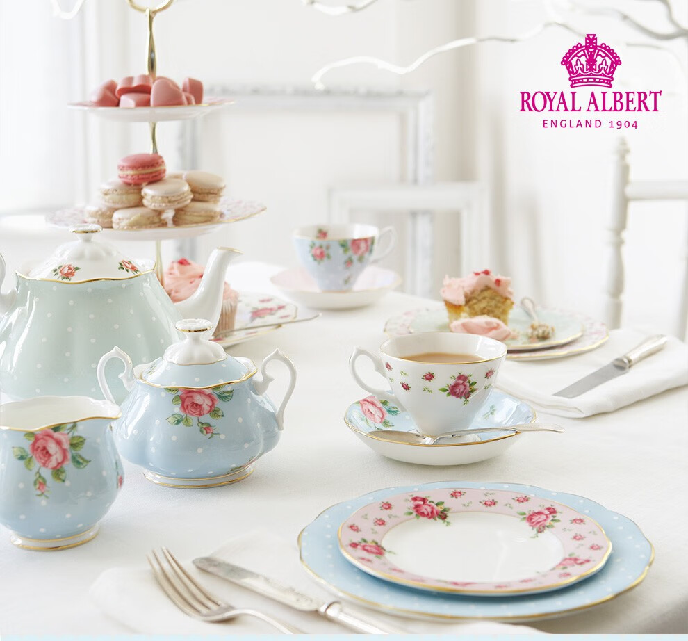双人优选royalalbert英国阿尔伯特杯骨瓷茶壶茶具咖啡杯碟对杯下午茶