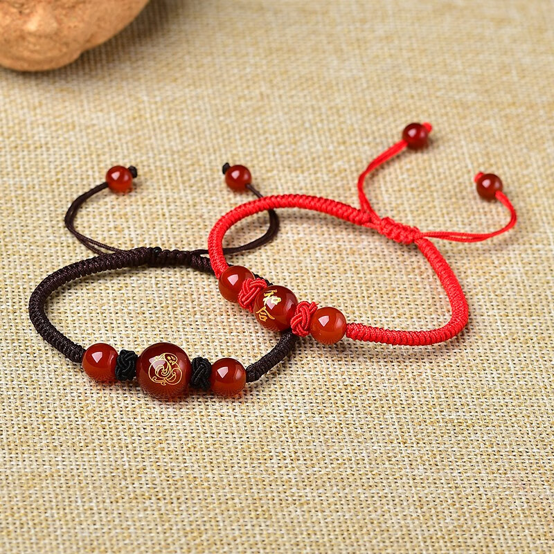 九艳增缘手链2022年人缘转运珠手串饰品贵人红鸾桃花男女黑绳款