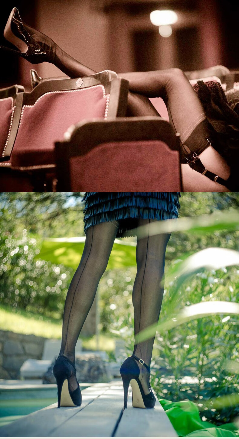 法国cervinliberation45d复古性感尼龙吊带丝袜透肉手工锁眼中缝丝袜