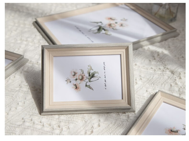 北欧简约相框摆台加冲洗照片定制装饰摆桌客厅卧室相册框相架清新米黄