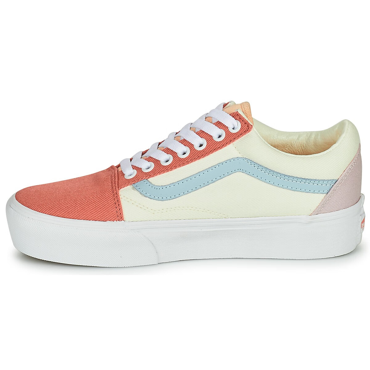 vans范斯女鞋运动板鞋2022新品时尚潮流百搭厚底圆头系带拼接款帆布