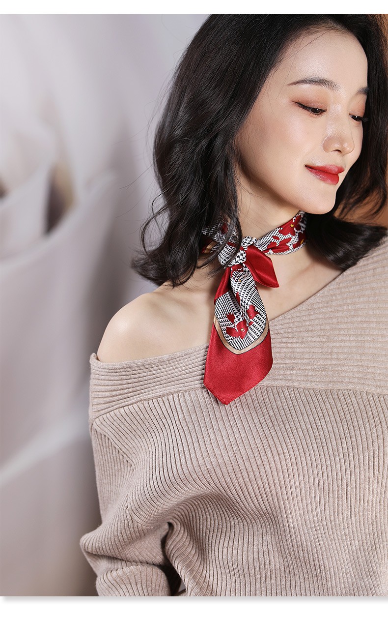 欧卡奥品牌真丝小方巾丝巾女春秋季百搭高级感搭配衬衫送礼妈妈桑蚕丝