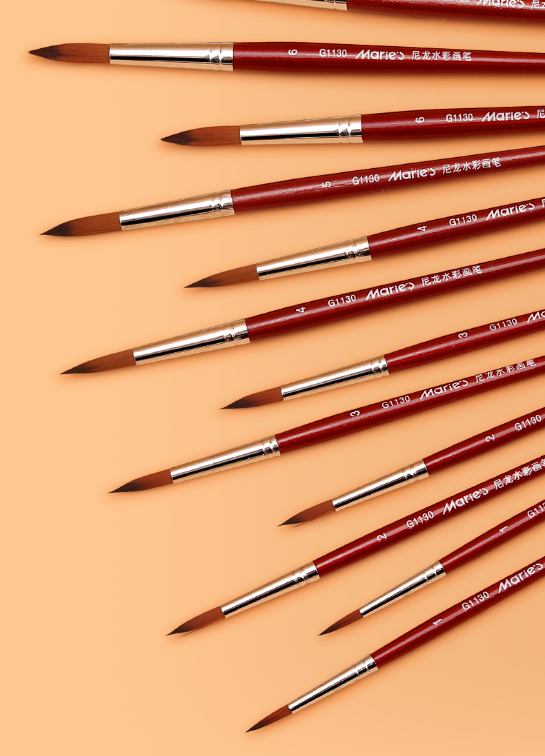 马利maries尼龙水彩笔单支水彩颜料画笔水彩画笔刷g1106学生美术工具