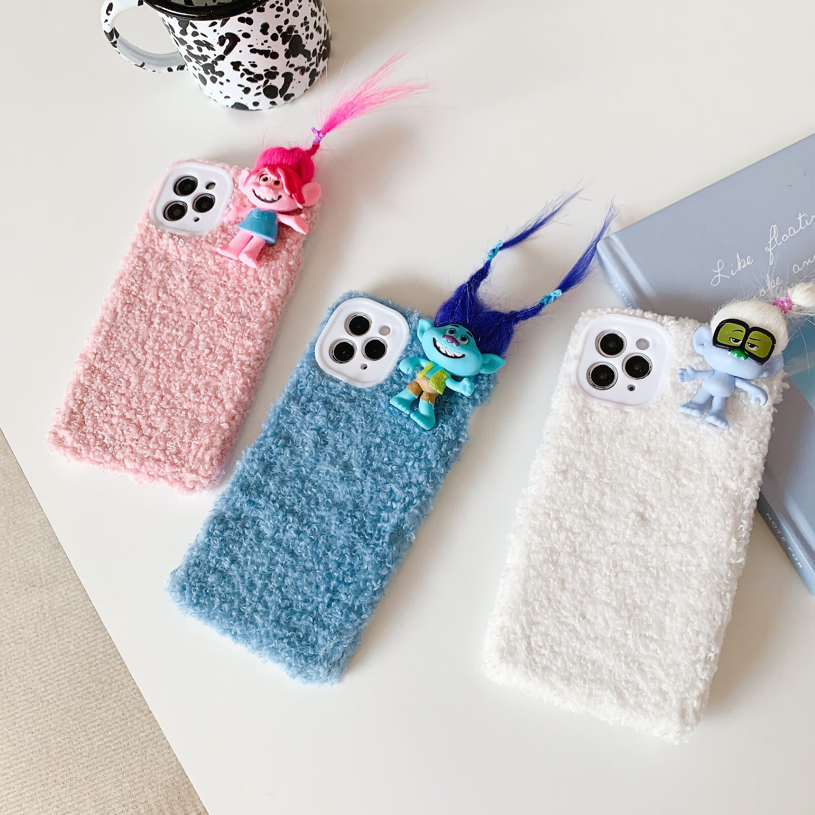 千思美 扎头发娃娃适用11pro max苹果x手机壳iphone8plus毛绒xs女xr