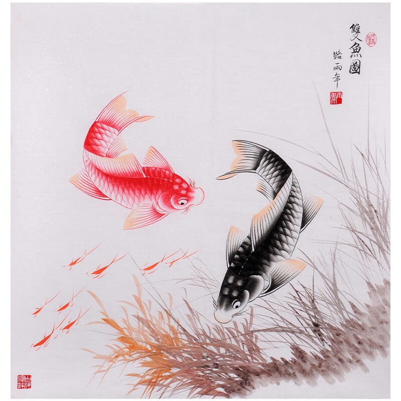 中美协会员 国家一级美术师 路雨i年【双鱼图】a3659【图片 价格 品牌