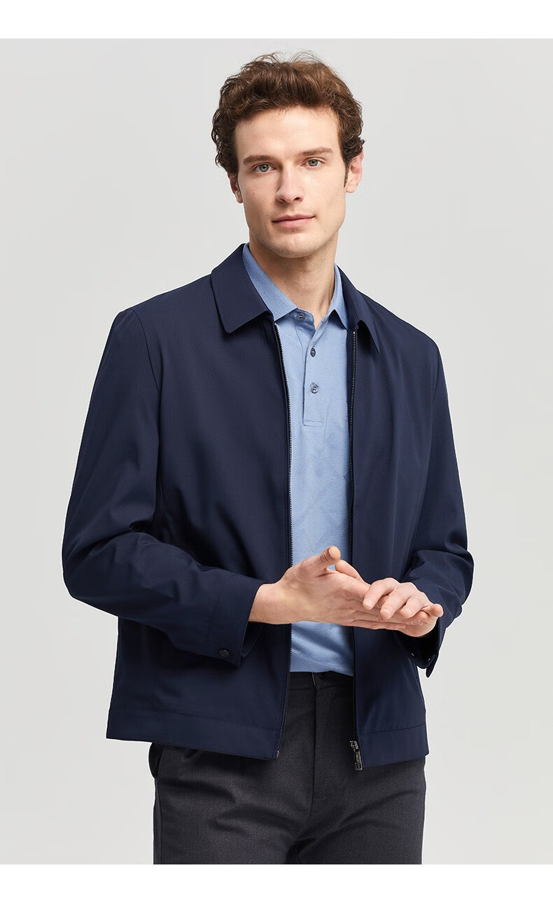 罗蒙短款翻领夹克男2022春季新款商务休闲外套中青年男士舒适百搭上衣