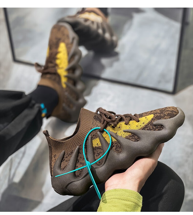 官方甄选原装直邮杰绅纶男士火山鞋飞织网面百搭运动休闲鞋袜子鞋灰色