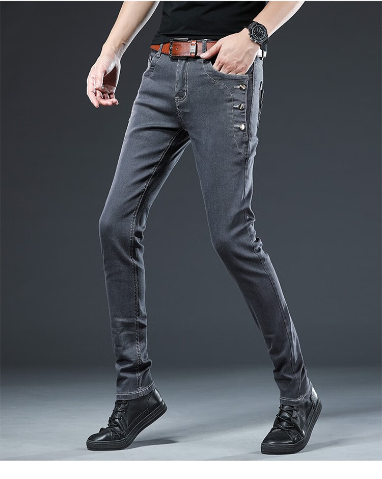 vancamel男装牛仔裤男秋季青年商务休闲长裤学生弹力修身裤子mj8907