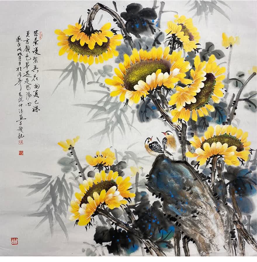 向日葵韦仲传四尺斗方68x68cm