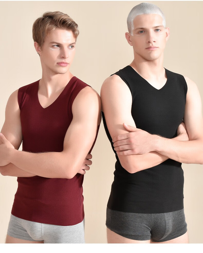 南极人保暖背心男士秋冬无痕内衣加厚加绒加大码马甲内穿打底上衣黑色