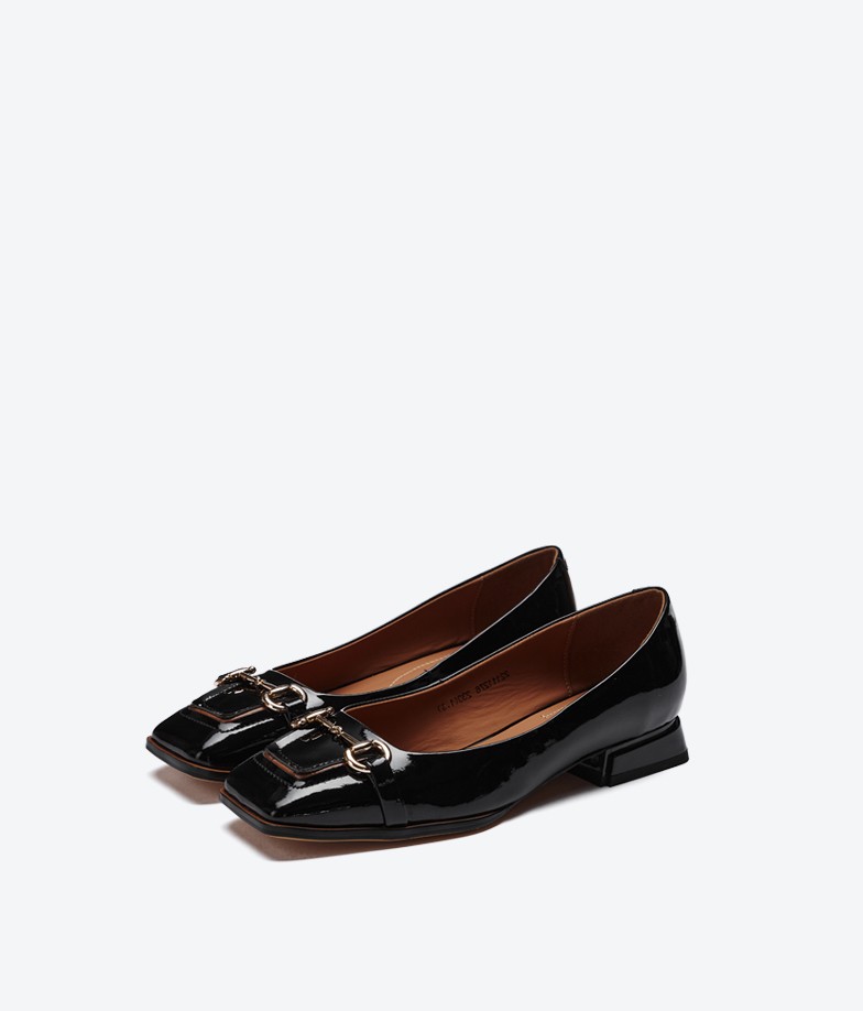 zsbella赛斯贝拉方头浅口鞋一脚蹬漆面百搭女鞋单鞋2022春新鞋