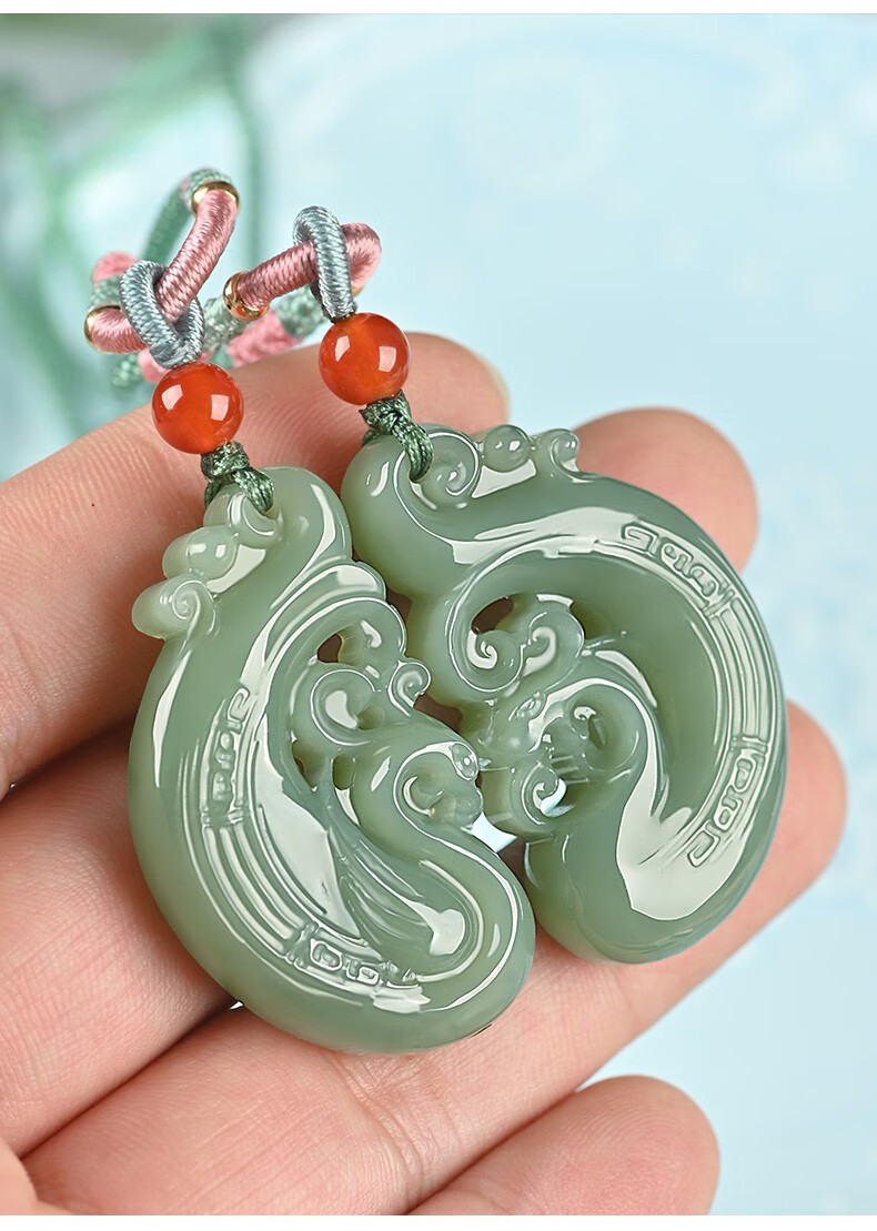 情人节礼物景曦新疆和田玉龙凤佩吊坠玉牌女款情侣玉石玉佩送礼挂件带