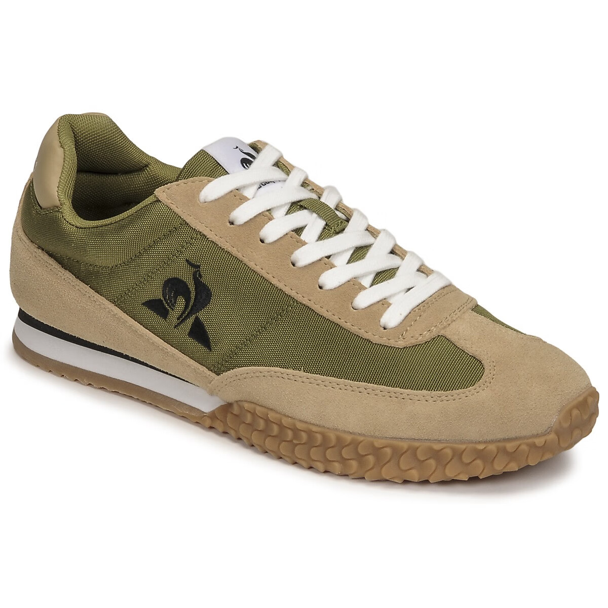 lecoqsportif乐卡克男士运动板鞋米色绿色春秋系带拼接潮流百搭2022