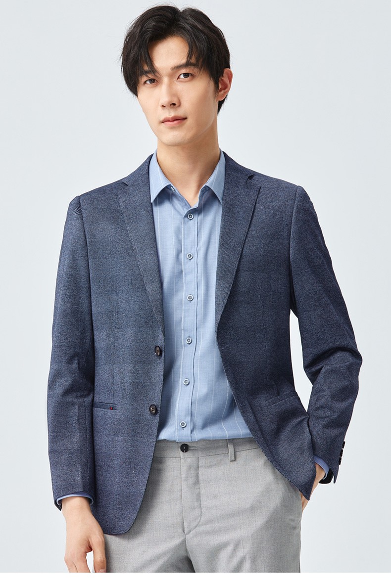 罗蒙西服男2022春季新款西装中青年男士职业正装商务休闲单西外套蓝色