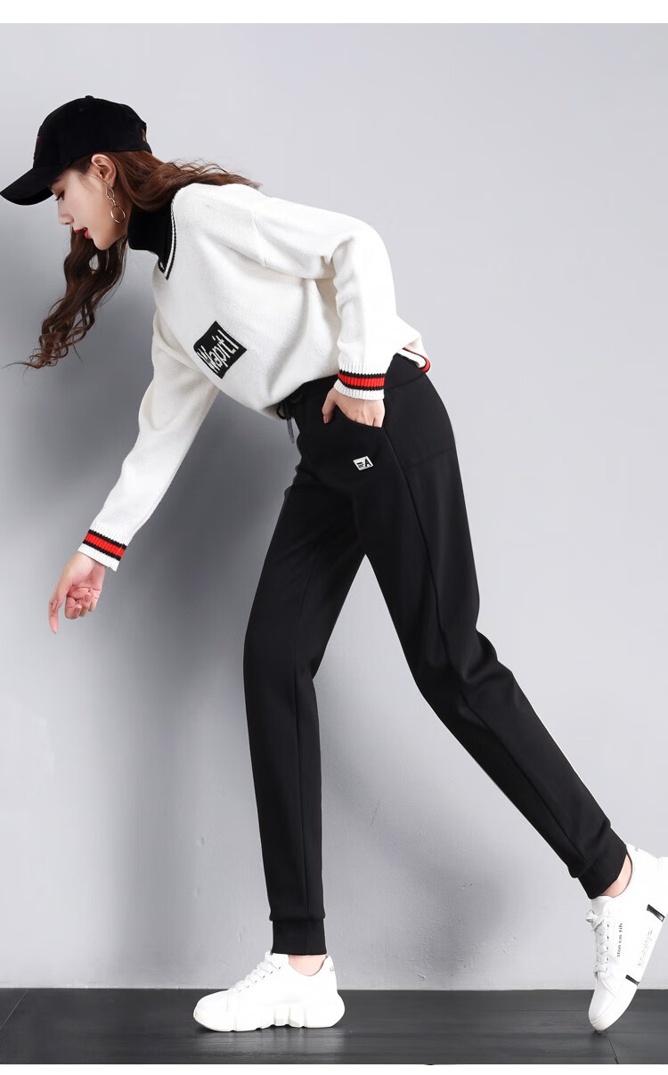 序匠2020秋冬新款束脚加绒加长运动裤女高个子大码学生长裤休闲宽松