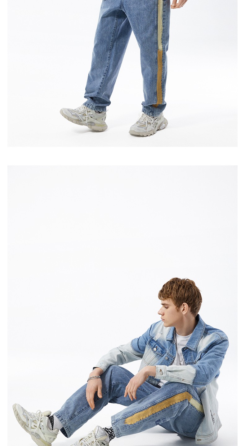 boylondon外套男女款2022新品哥特字母蓝白拼接牛仔夹克n50003 蓝色 l