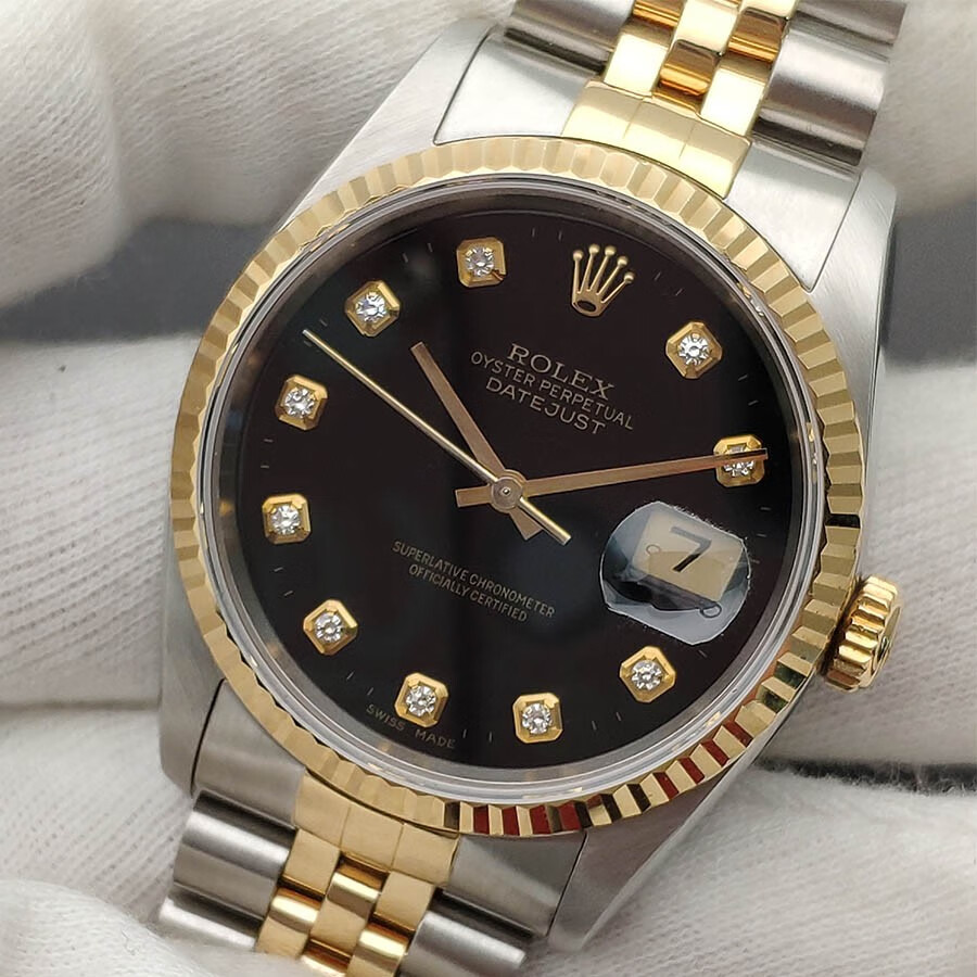 二手95新rolex劳力士日志型系列16233自动机械男表36mm表径18k金二手