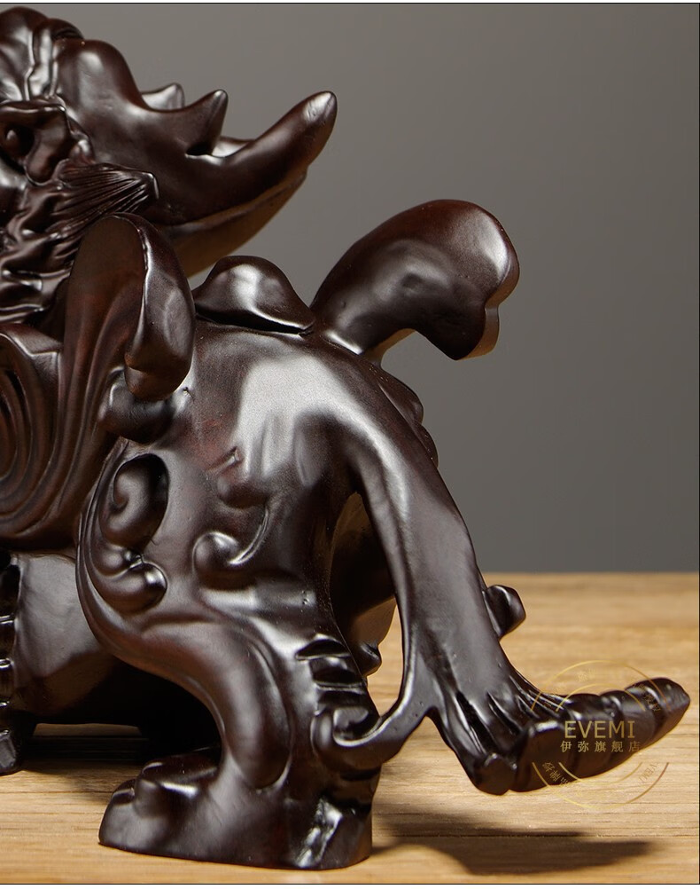 伊弥木雕摆件黑檀木雕貔貅摆件大翅膀成对实木客厅家居摆设品送朋友