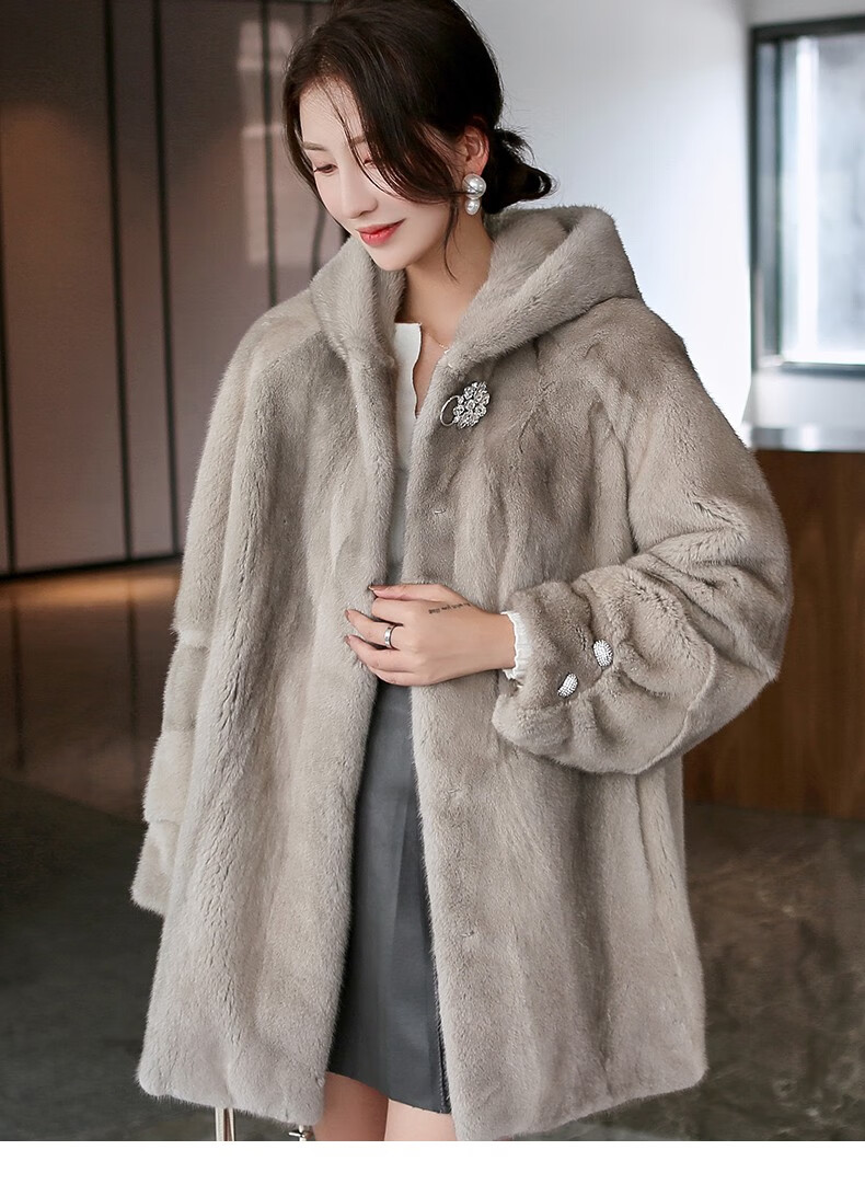 杜莎菲尼(dosrfini)品牌2020新款冬貂皮大衣女整貂进口天鹅绒中长款连