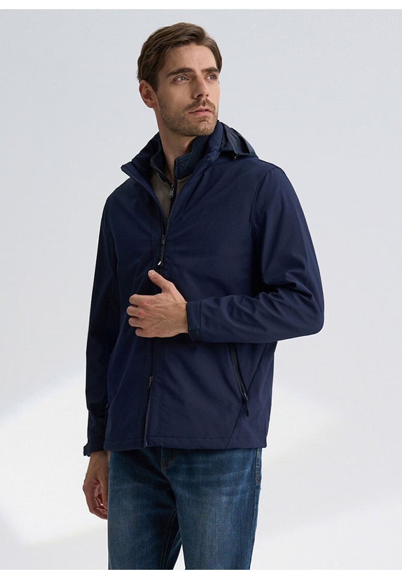 nautica诺帝卡2021秋冬新款男装商务简约拉链款连帽薄夹克je1300 2rq