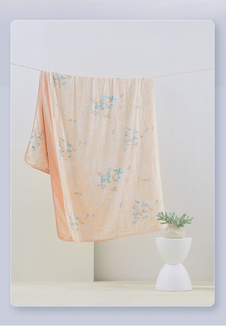 全棉时代被子6层空气层结构纯棉纱布被空调被沙发毯毛毯毛巾毯椰树