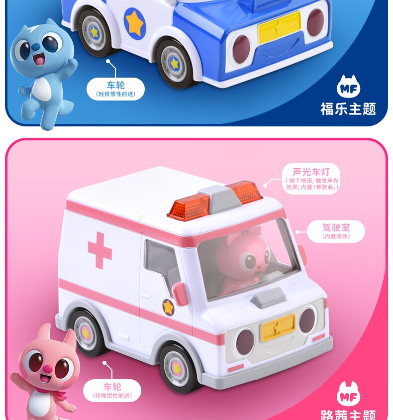 展高迷你特工队儿童声光惯性滑行车消防车警车救护车弗特露西玩具男孩