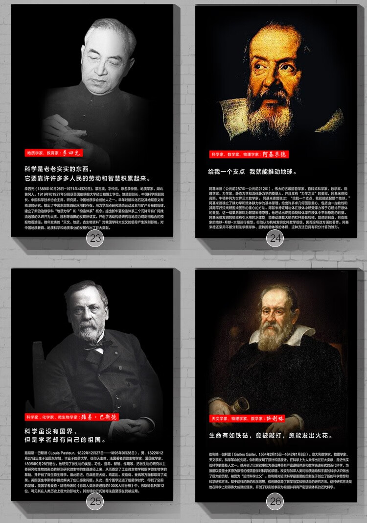 科学家装饰画伟人画像无框名人名言挂画学校教室走廊壁画教育海报办公