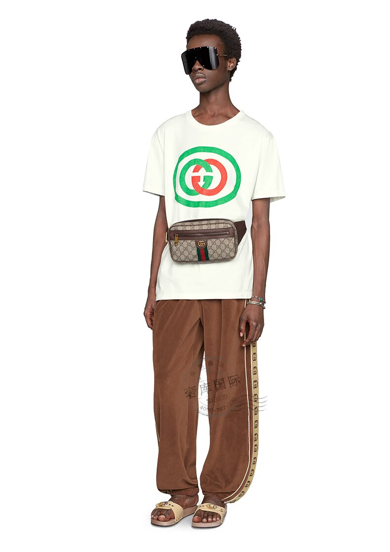 gucci古驰男女通用gg复古胸包腰包574796 97sit 8747 乌木色【图片