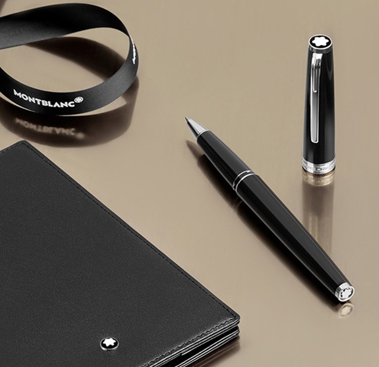 montblanc万宝龙宝珠笔pix系列黑色礼盒装可替换墨囊办公男士硬笔美工