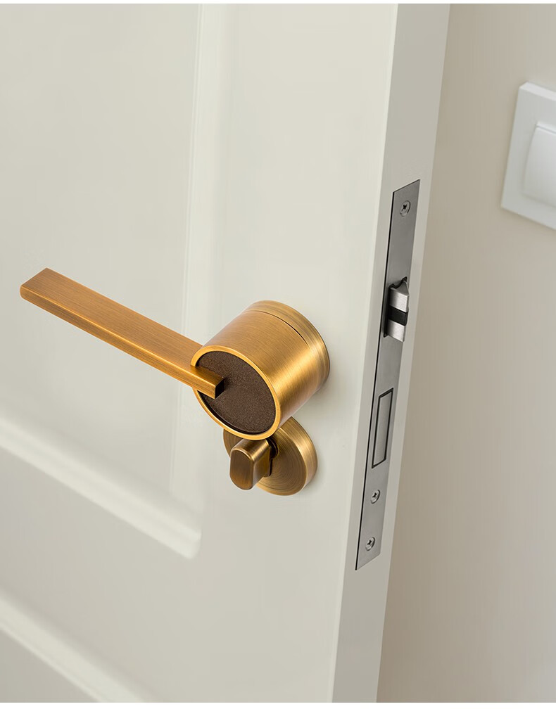 瓯宝门锁室内卧室通用型北欧房间木门锁家用磁吸分体静音门把锁具咖啡