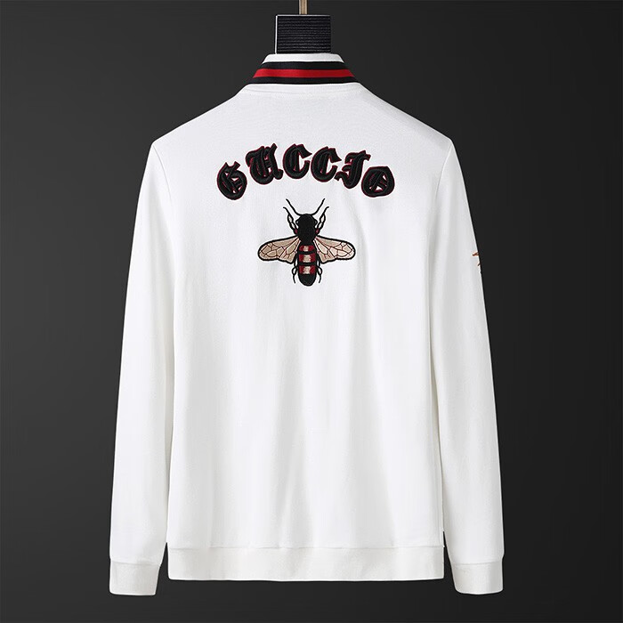 hteec香港潮牌秋冬季刺绣时尚套装男立领外套小蜜蜂字母帅气运动两件