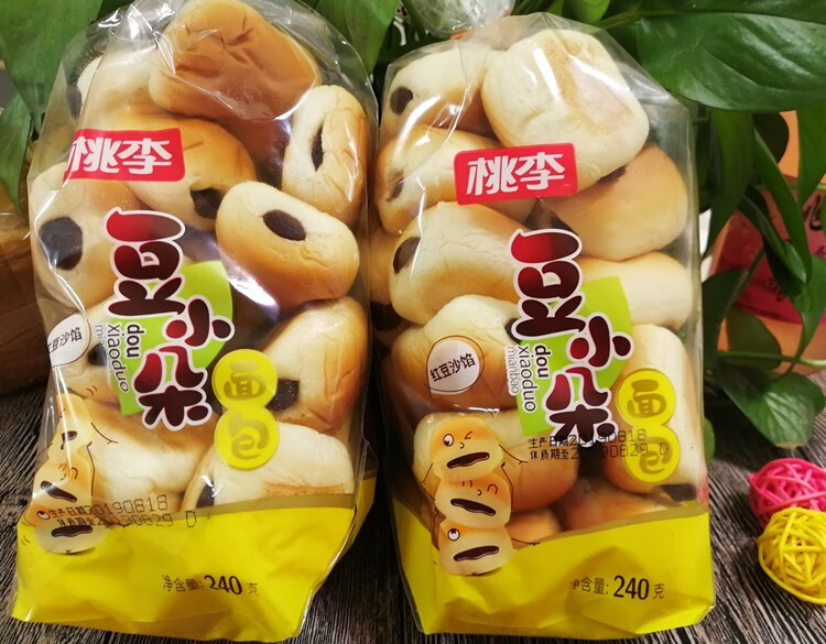 桃李面包桃李豆小朵面包豆沙馅小面包早餐零食红豆沙面桃李豆小朵5袋