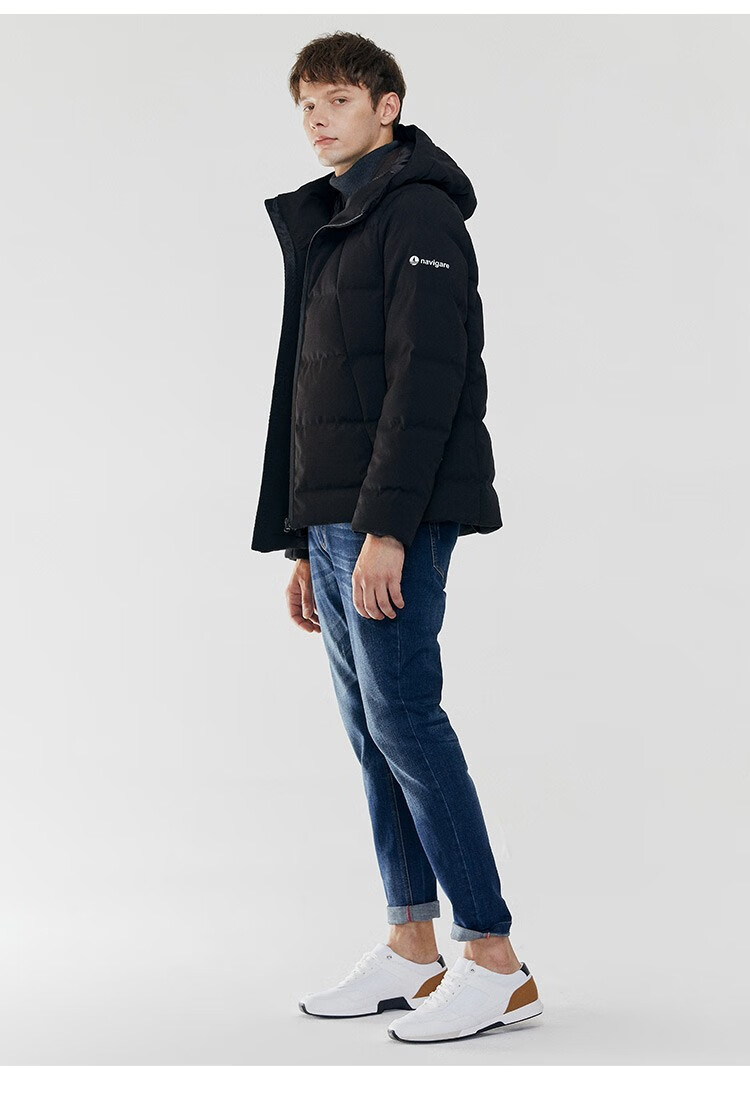 navigare意大利小帆船羽绒服男连帽防风大衣冬装白鸭绒加厚防寒服