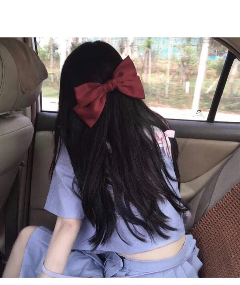 女王饰界七夕礼物蝴蝶结发夹jk网红同款弹簧夹发夹头饰发饰白底粉心