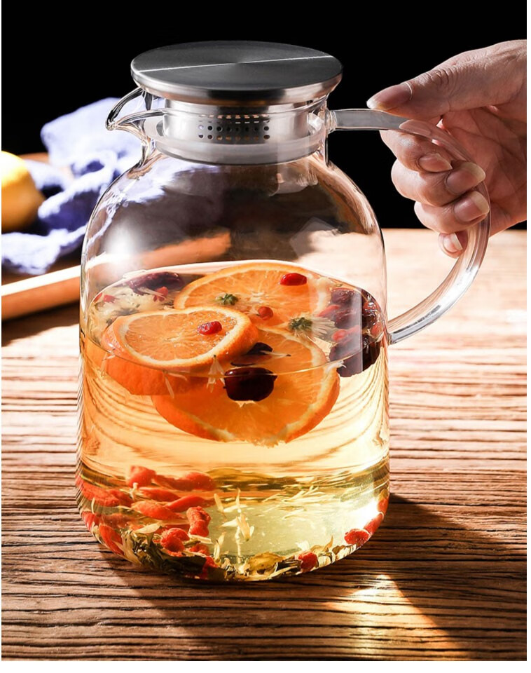 冷水壶玻璃耐高温凉水壶大容量水果凉茶壶家用凉水开水扎壶冰水饮料